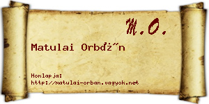 Matulai Orbán névjegykártya